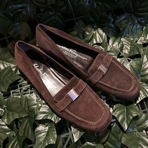 Salvatore Ferragamo brown suede flats size 5 1/2  made in Italy well kept